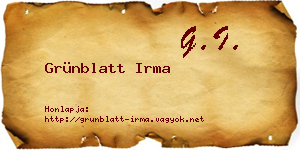 Grünblatt Irma névjegykártya